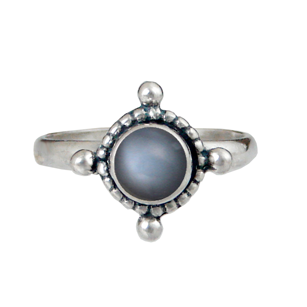 Sterling Silver Dainty Gemstone Ring With Grey Moonstone Size 10